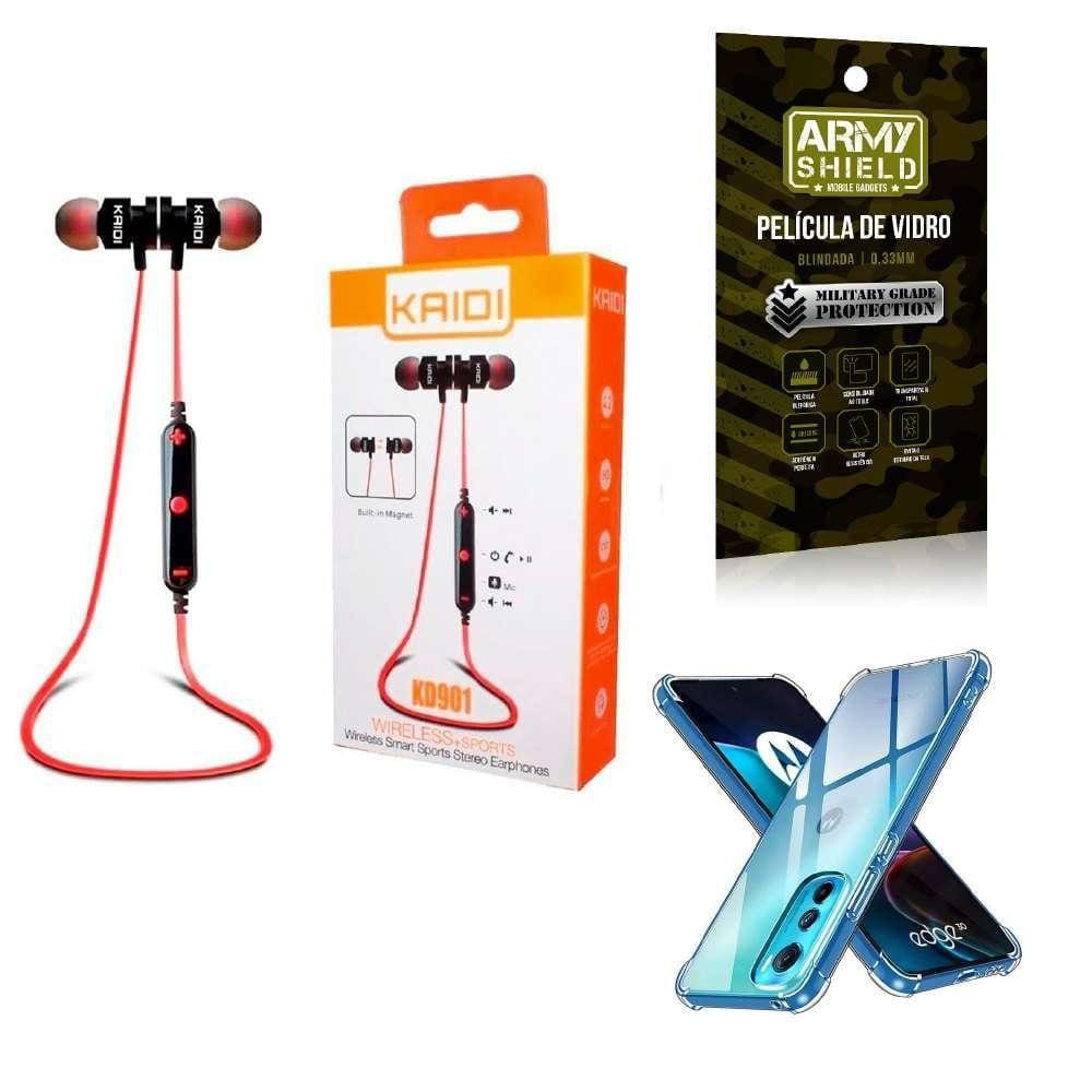 Capinha Moto Edge 30 + Fone Bluetooth + Película Vidro 3D