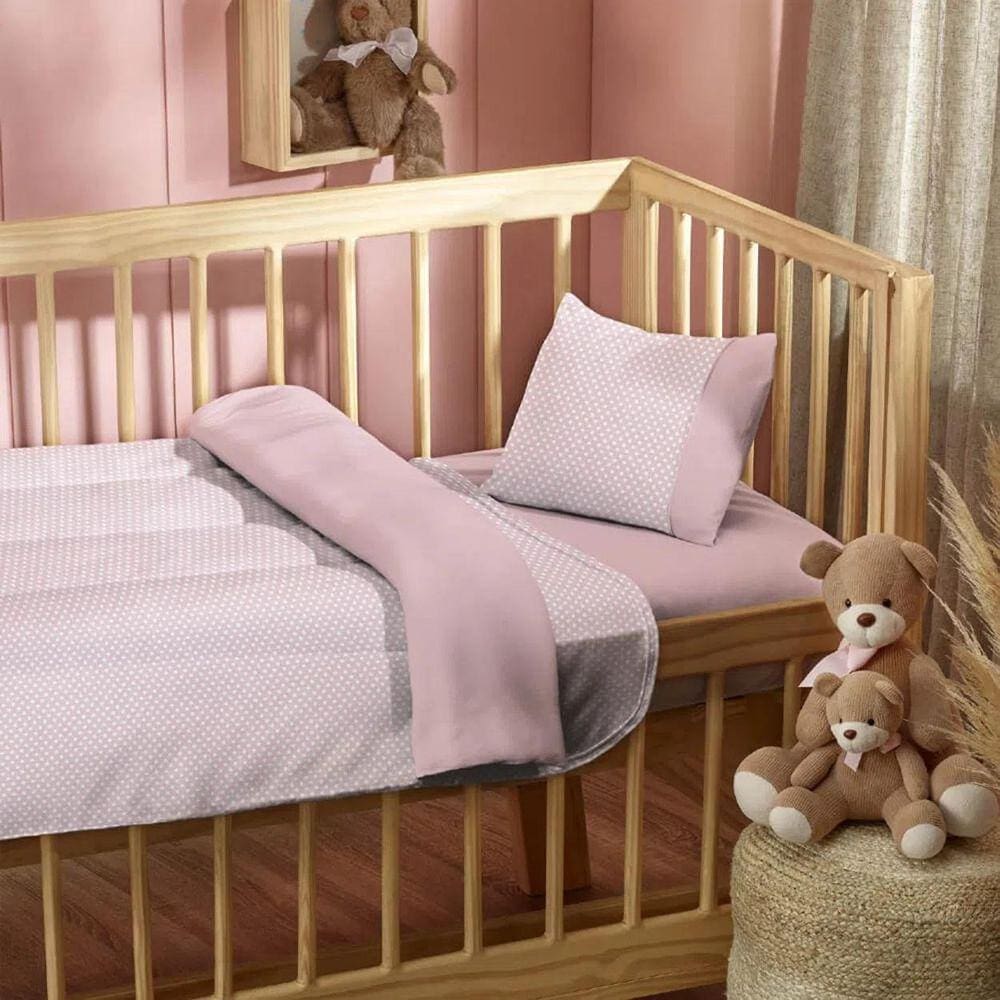 Jogo Berço Malha Com 3 Peças Baby Ninar Coleção Mini Dots