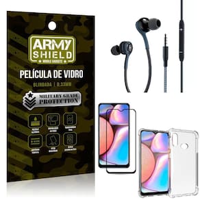 Kit Galaxy A10S Fone Extreme+Capa Anti Impacto+Película 3D Homologação: 63311603111