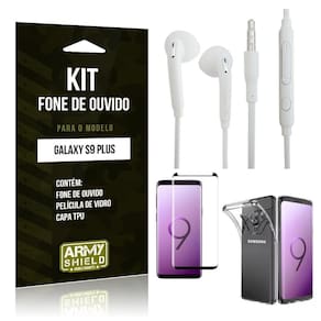 Kit Fone De Ouvido Galaxy S9 Plus Fone+Película+Capa