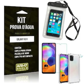 Capinha Prova D`Água Galaxy A31+Capinha Anti Shock+Película