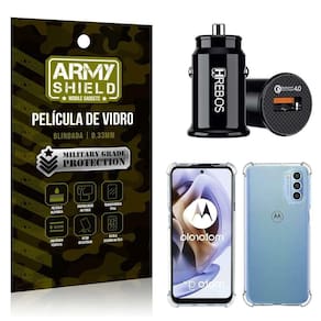 Carregador Veicular Turbo Com Capinha Moto G31 E Película 3D