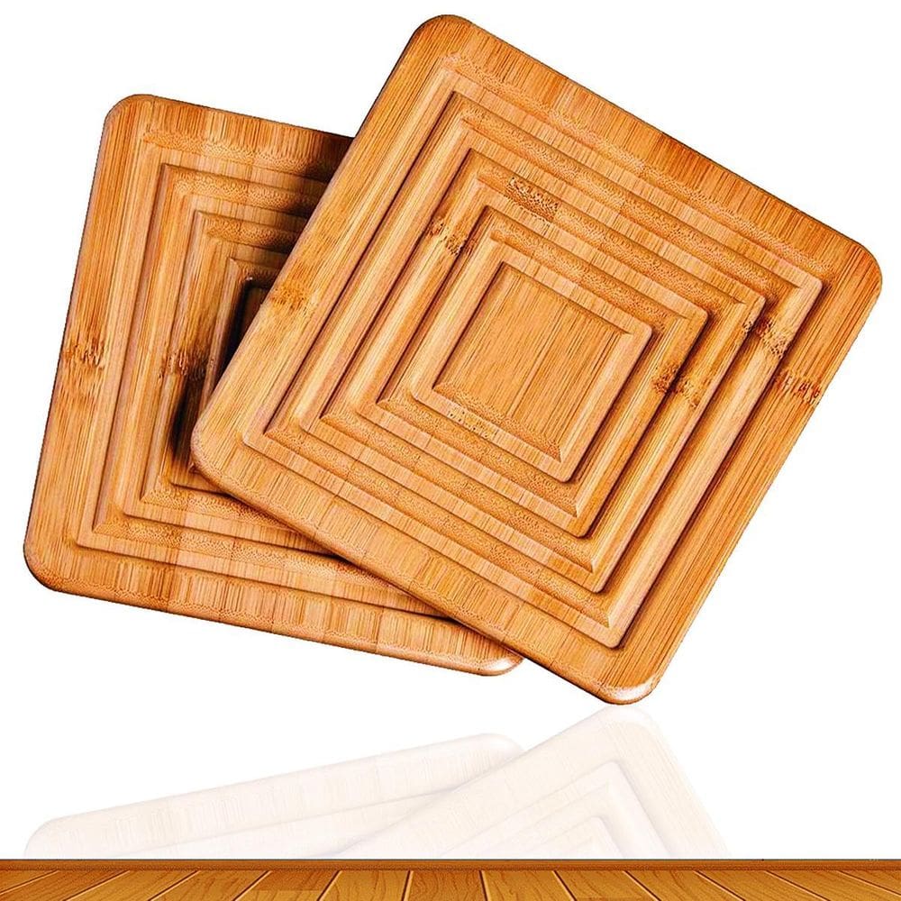 Descanso Suporte Panela Apoio Para Panela Bamboo 2 Peças