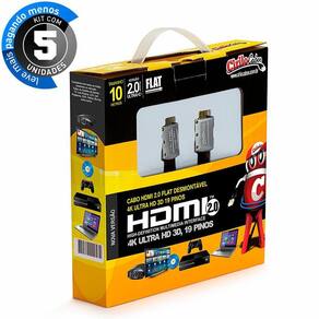 Cabos Hdmi 2.0 Flat Desmontável - 10 Mt Kit Com 5