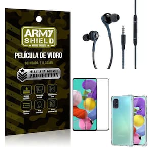 Kit Galaxy A51 Fone Extreme+Capa Anti Impacto+Película 3D