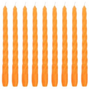 10 Vela Castiçal Torcida 26 Cm Laranja Decoração Comprida