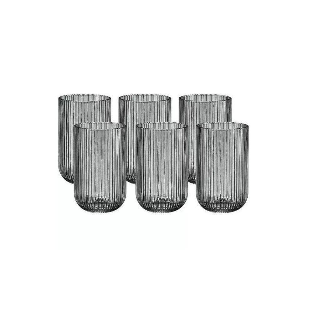 Jogo 6 Copos Cameratta Vidro 425 Ml Cinza L`Hermitage
