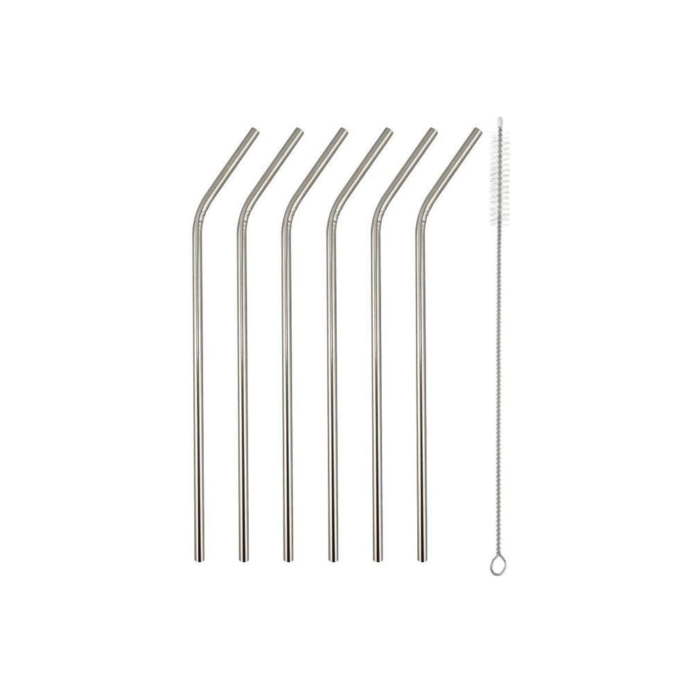 Kit 6 Canudos Curvos Inox Ecológicos 25,5cm - Bebidas