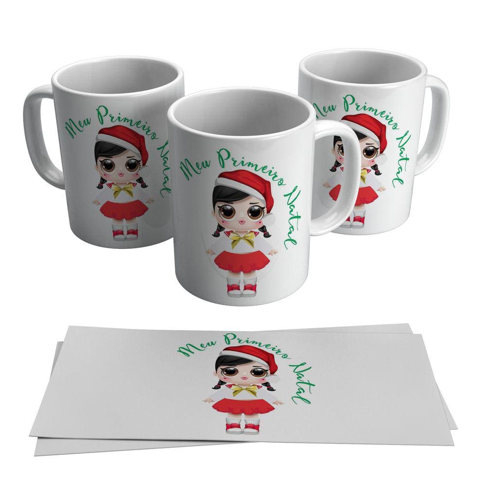 Caneca Personalizada Boneca Meu Primeiro Natal 325ml