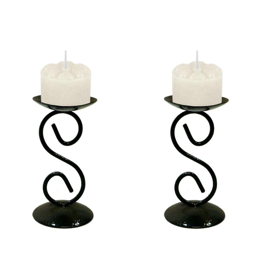 2 Castiçal 1 S Com Vela Branca Mesa Decoração Candelabro