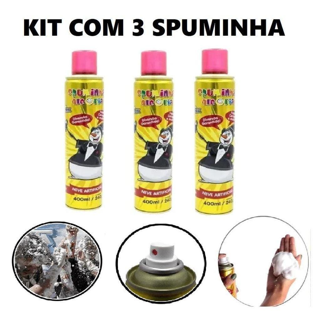 Neve Artificial 3 Latas Spray Espuma Carnaval Slime Alegria