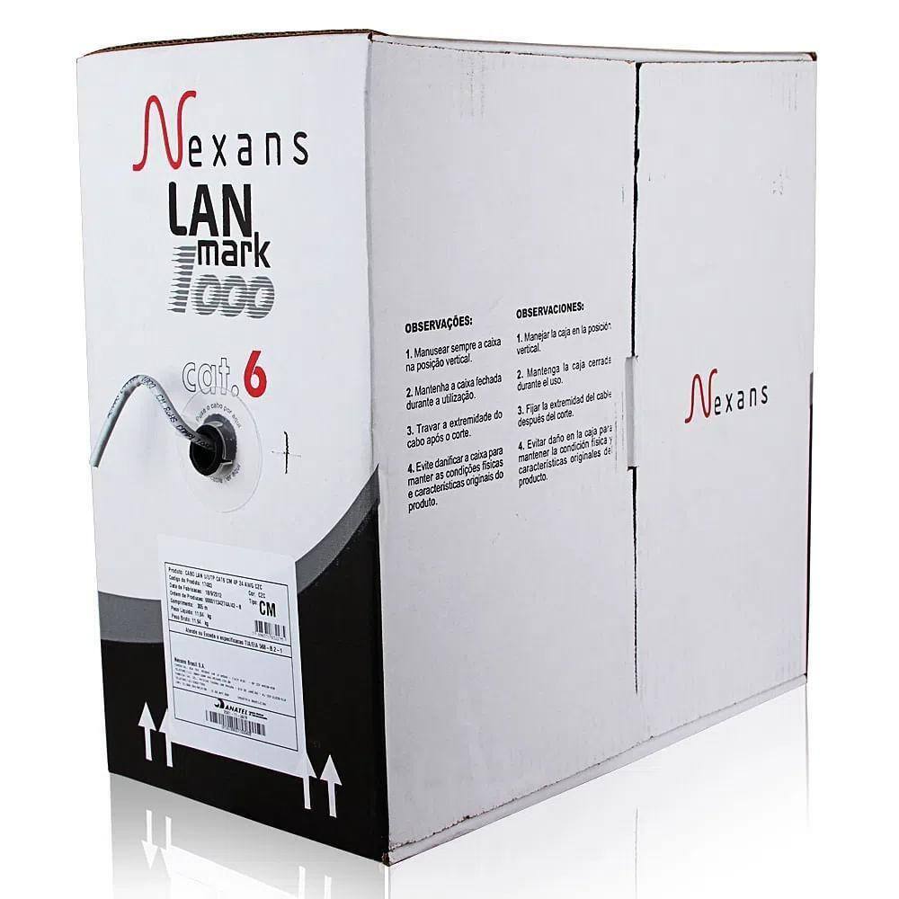 Cabo De Rede Nexans Cat6 Cinza - 100 Metros