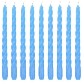 10 Vela Castiçal Torcida 26 Cm Azul Claro Decoração Comprida