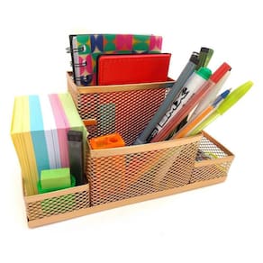 Kit Organizador Dourado Com 4 Partes Para Escritório