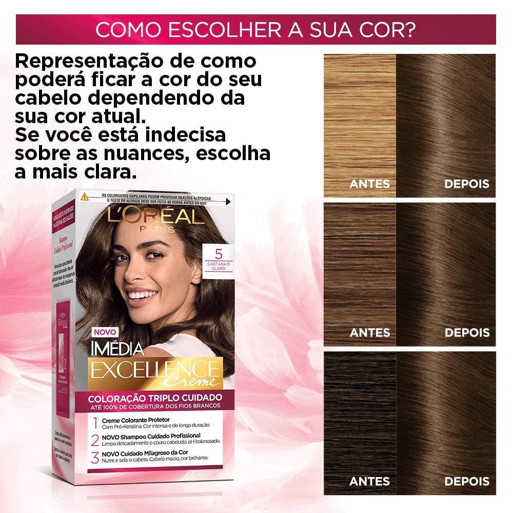 Tintura Permanente Imédia Excellence Creme 5 Castanho Claro