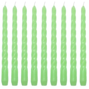 10 Vela Castiçal Torcida 26 Cm Verde Decoração Comprida