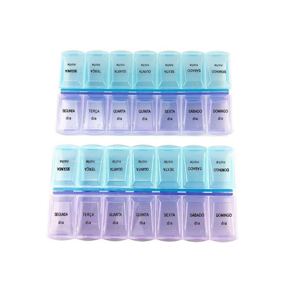 Kit 2 Caixa Porta Comprimidos Organizador Remédios 7 Dias Da