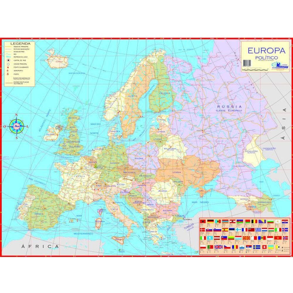 Mapa Europa Político Político Rodoviário Estatístico