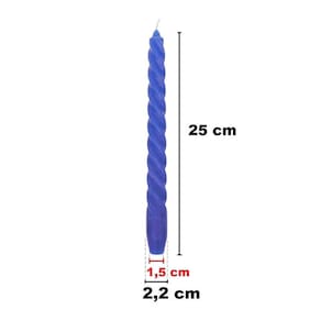 10 Vela Torcida 25 Cm Azul Escuro Decoração Festa Castiçal