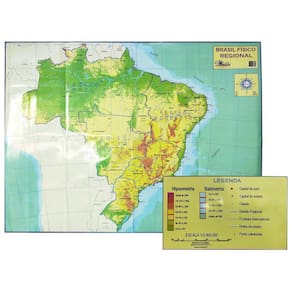 Mapa Brasil Físico Regional Hipsometria E Batimetria Escolar
