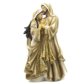 Imagem Sagrada Família Importada Dourada Resina 41 cm