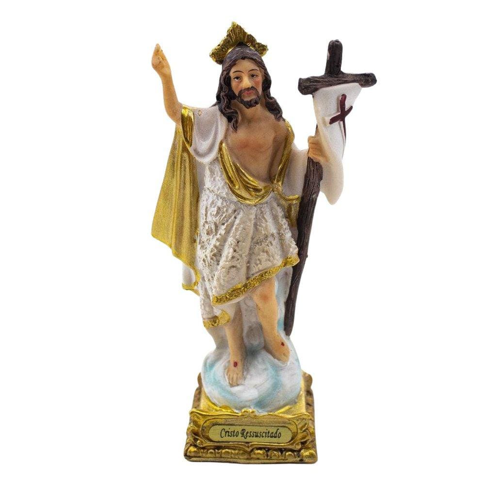 Imagem Jesus Ressuscitado Importado Resina 13 Cm