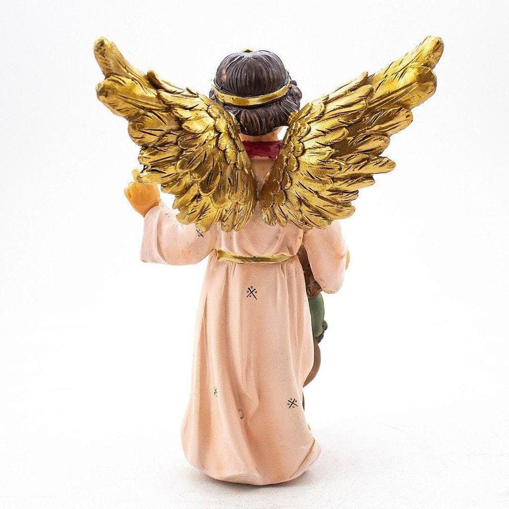 Imagem Anjo Da Guarda Com Menino Importada Resina 18 Cm