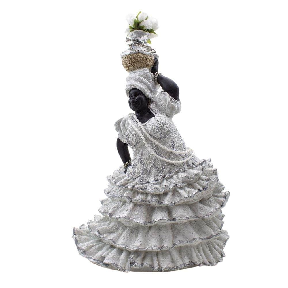 Imagem Baiana Lavagem Do Bonfim Luxo Cor Oxalá Resina 30 Cm