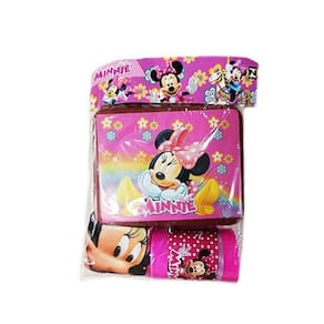 Kit Minnie Com 1 Lancheira De Maletinha + 1 Copo + 1 Toalha