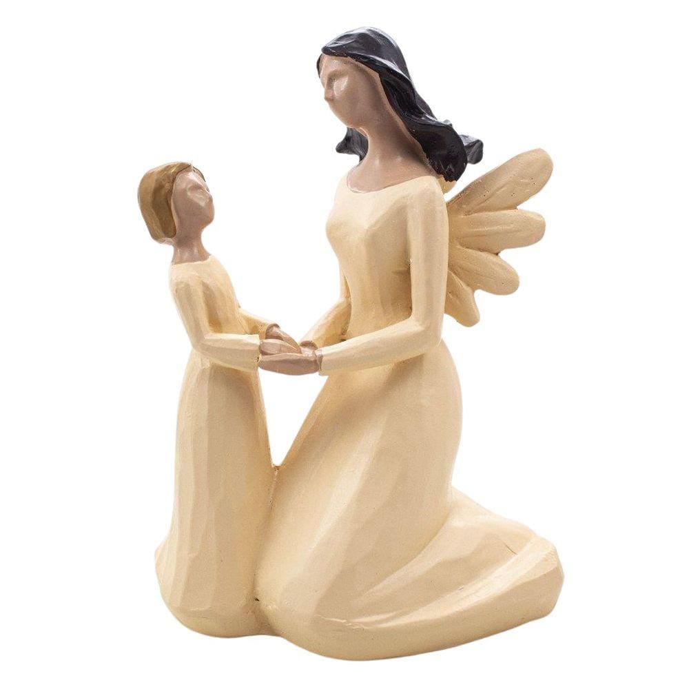 Imagem Anjo Da Guarda Ajoelhado Menina Importada Resina 15