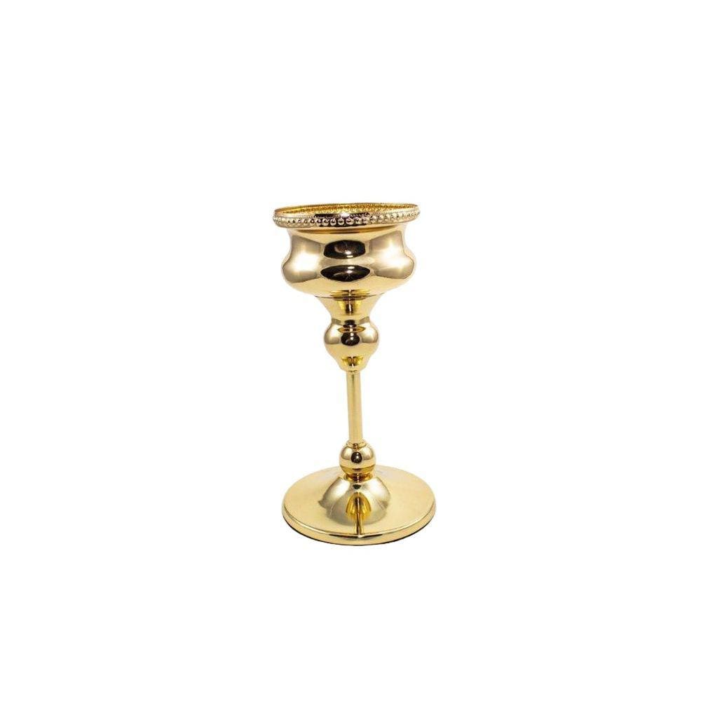 Castiçal Bolinha Dourado 20 Cm