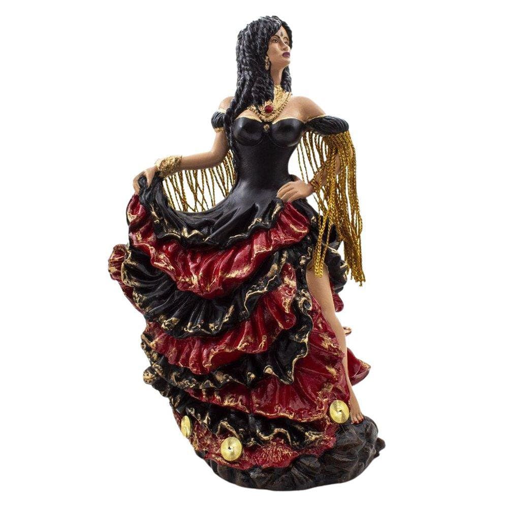 Imagem Cigana Luxo Preto E Vermelho Resina 25 Cm