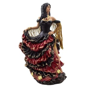 Imagem Cigana Luxo Preto E Vermelho Resina 25 Cm