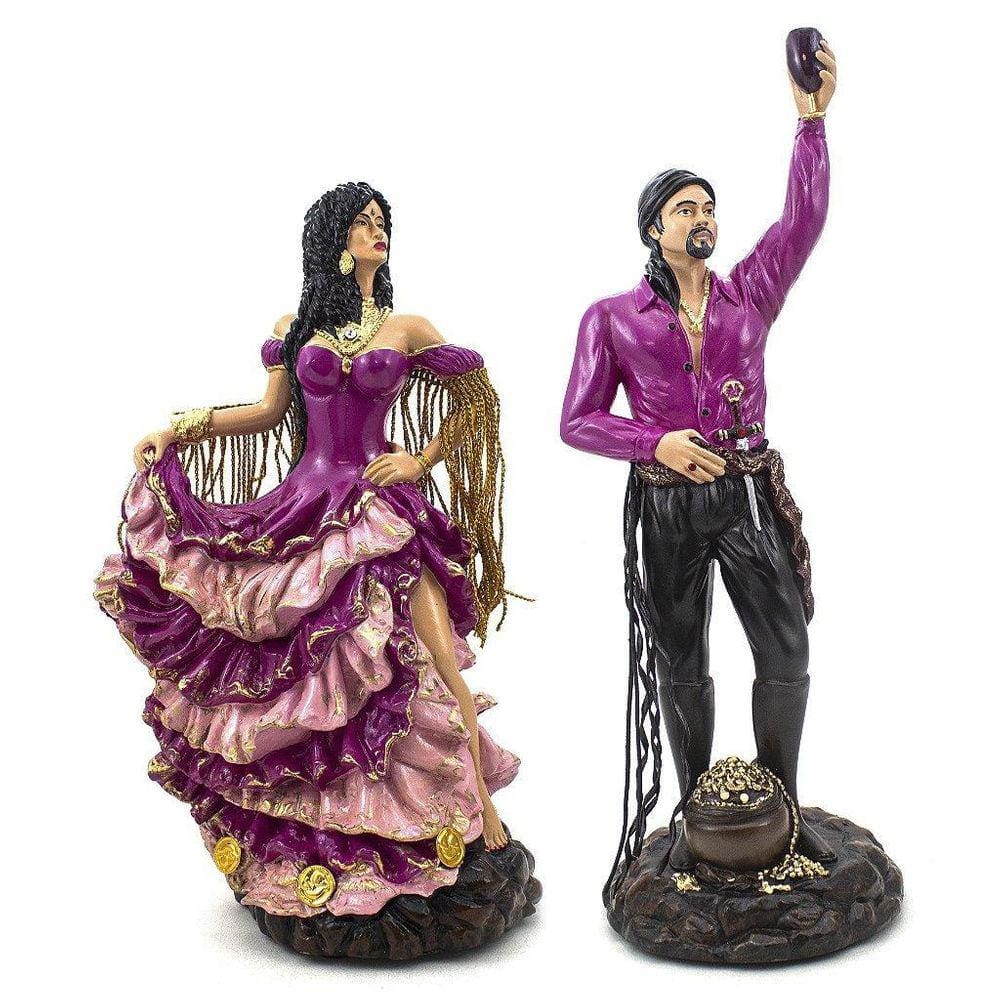 Kit Imagem Casal Cigano Luxo Rosa Resina Médio