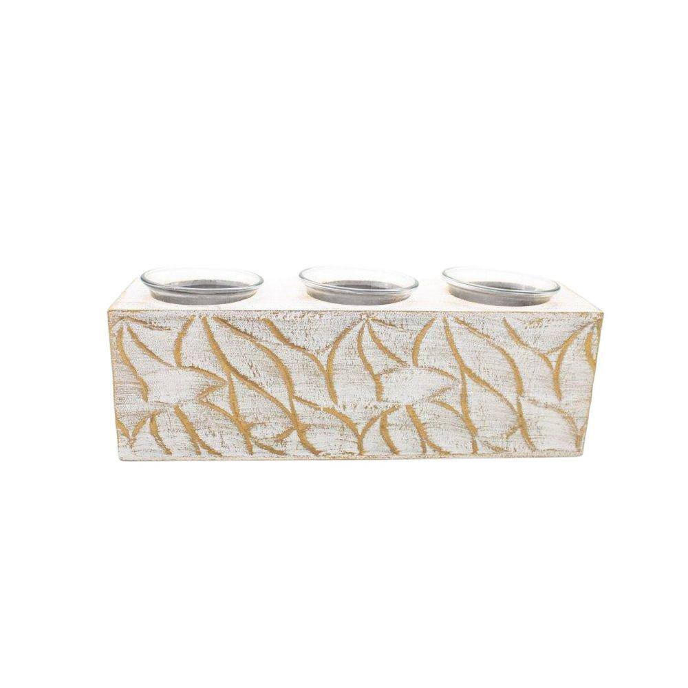 Castiçal 3 Copos La Verne Branco Mdf 24 Cm