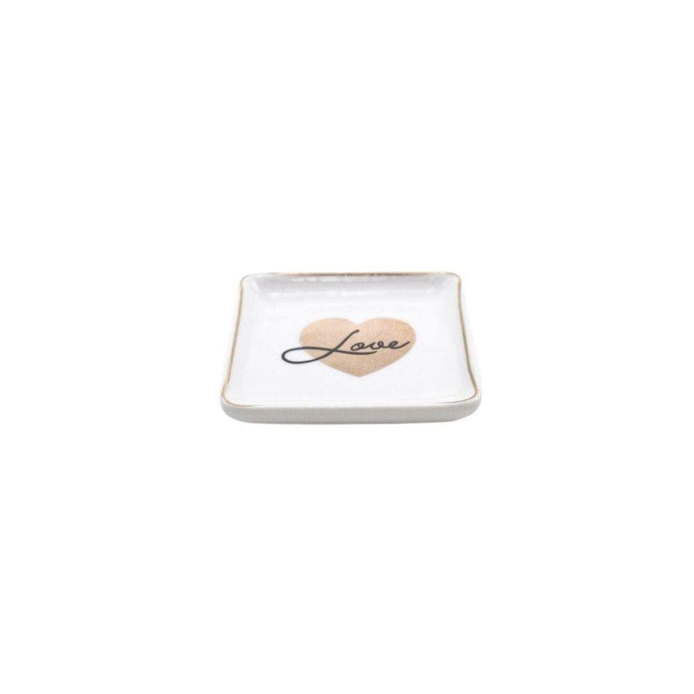 Mini Travessa Branca Love Porcelana 7 Cm