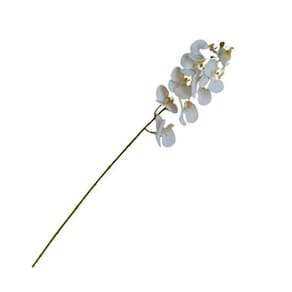Orquídea Phalaenopsis Artificial 78X14 Cm Branco Com Amarelo
