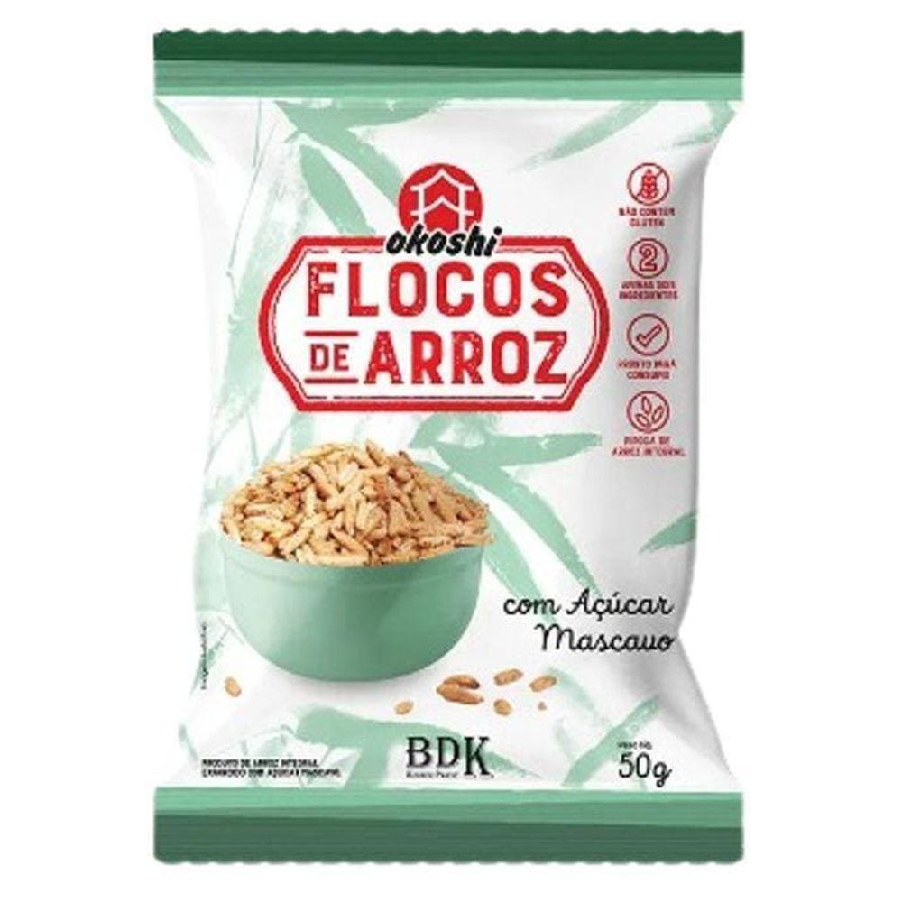 Kit 3X: Flocos De Arroz Integral Açúcar Mascavo Okoshi 50G