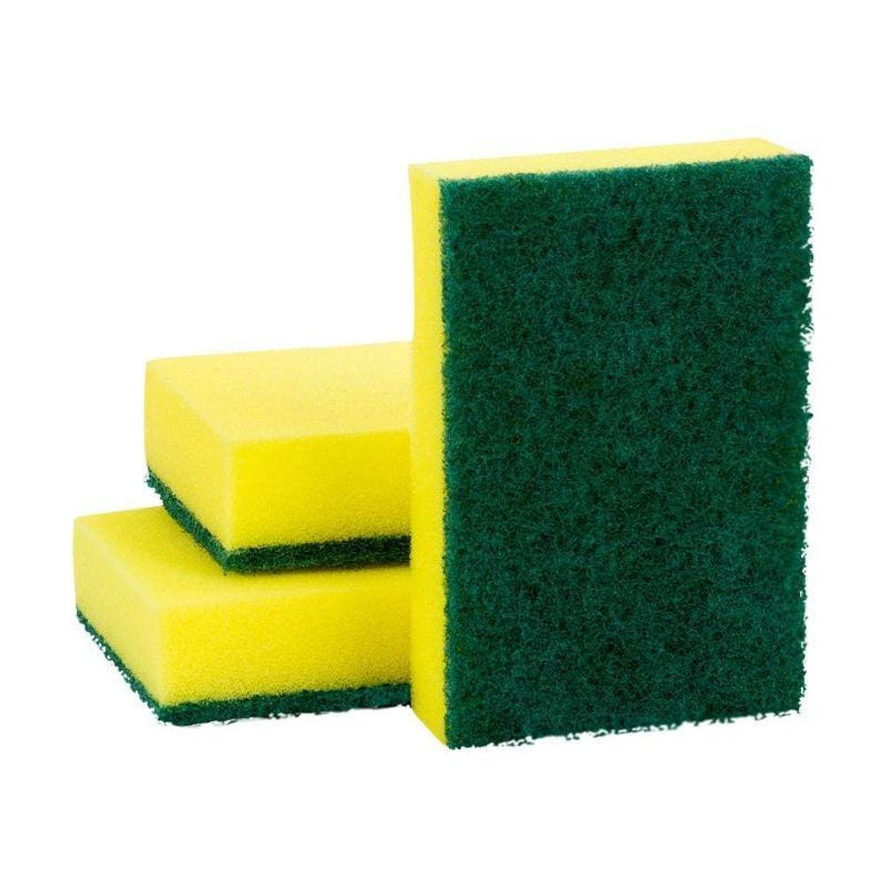 Esponja Abrasiva Multiuso Brilhex Dupla Face - Kit 3 Peças