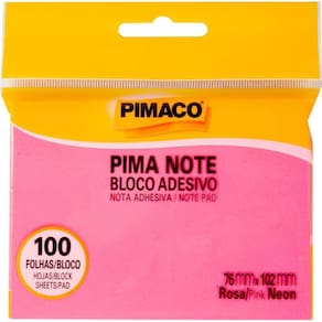 Bloco De Recado Autoadesivo Pimanote Rosa 76X102Mm 100Fls