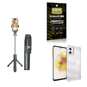 Kit Tripé De Selfie + Capinha Motorola G73 + Película 3D