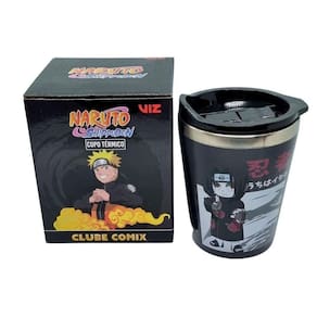 Copo Térmico Com Tampa Itachi Naruto Shippuden Oficial 400Ml