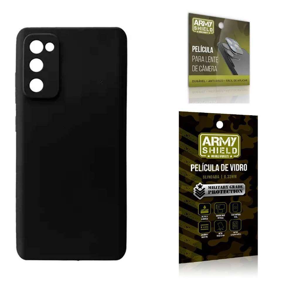 Capinha Silicone Aveludada + Película Camera 3D - Armyshield