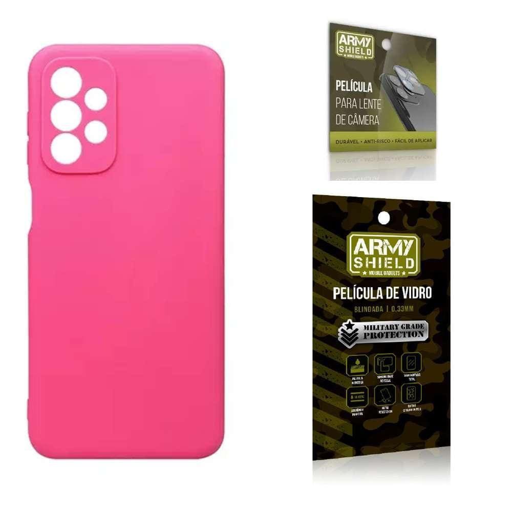 Capinha Silicone com Interior Aveludado + Película de Câmera