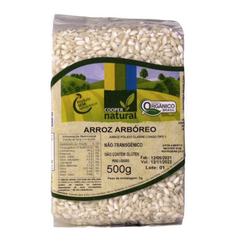 Kit 3X: Arroz Arbóreo Polido Orgânico Coopernatural 500G