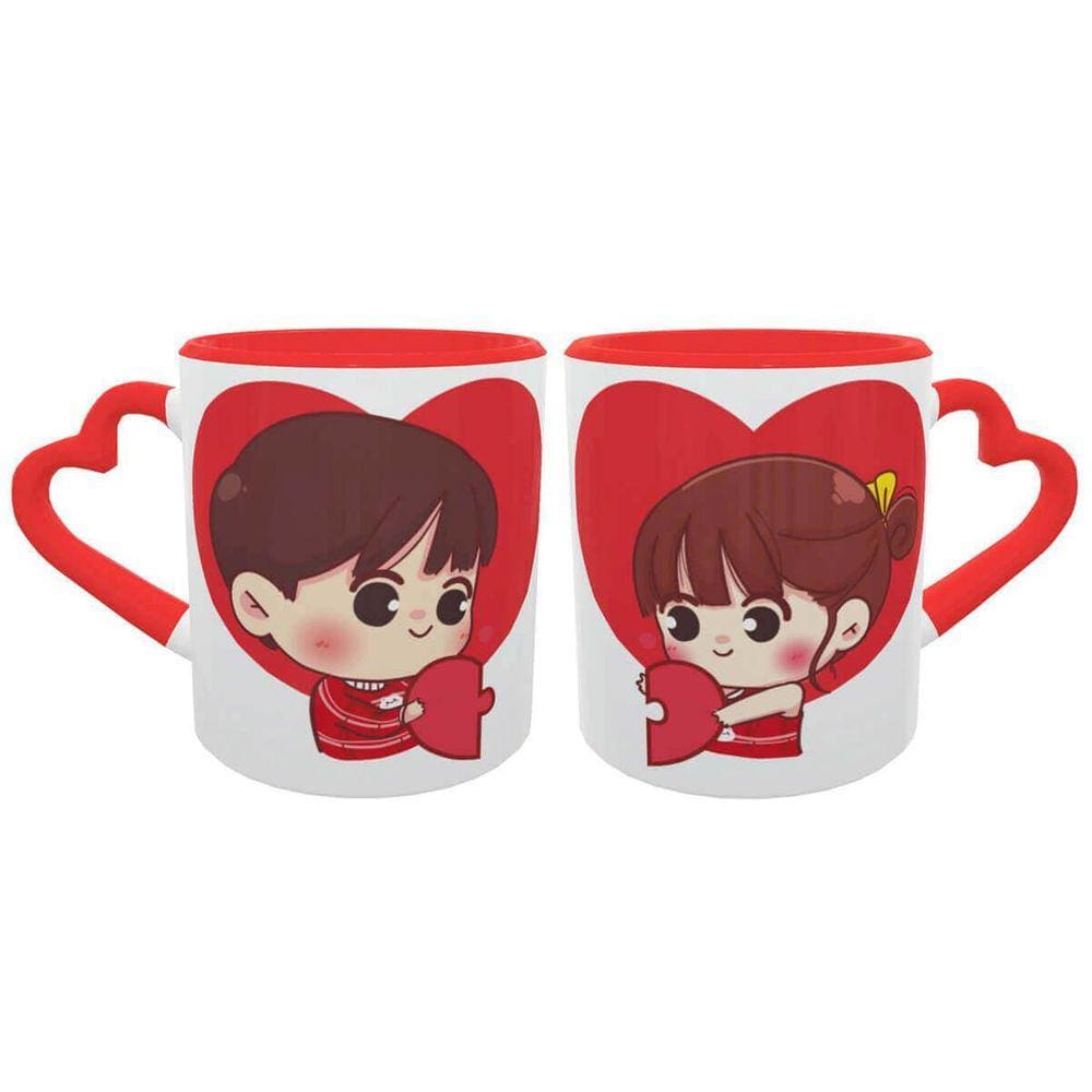 Caneca Casal Kawaii Presente Dia Dos Namorados Geek