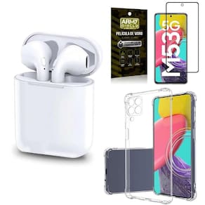 Kit Fone Sem Fio Tws Gold Samsug M53 + Capinha + Película 3D