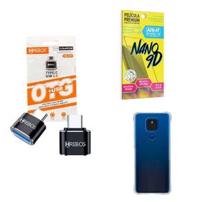 Kit Usb Para Tipo C + Capinha Motorola E7 Plus + Película 9D