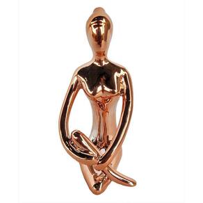 Enfeite Bailarina Yoga de Cerâmica Rose Gold