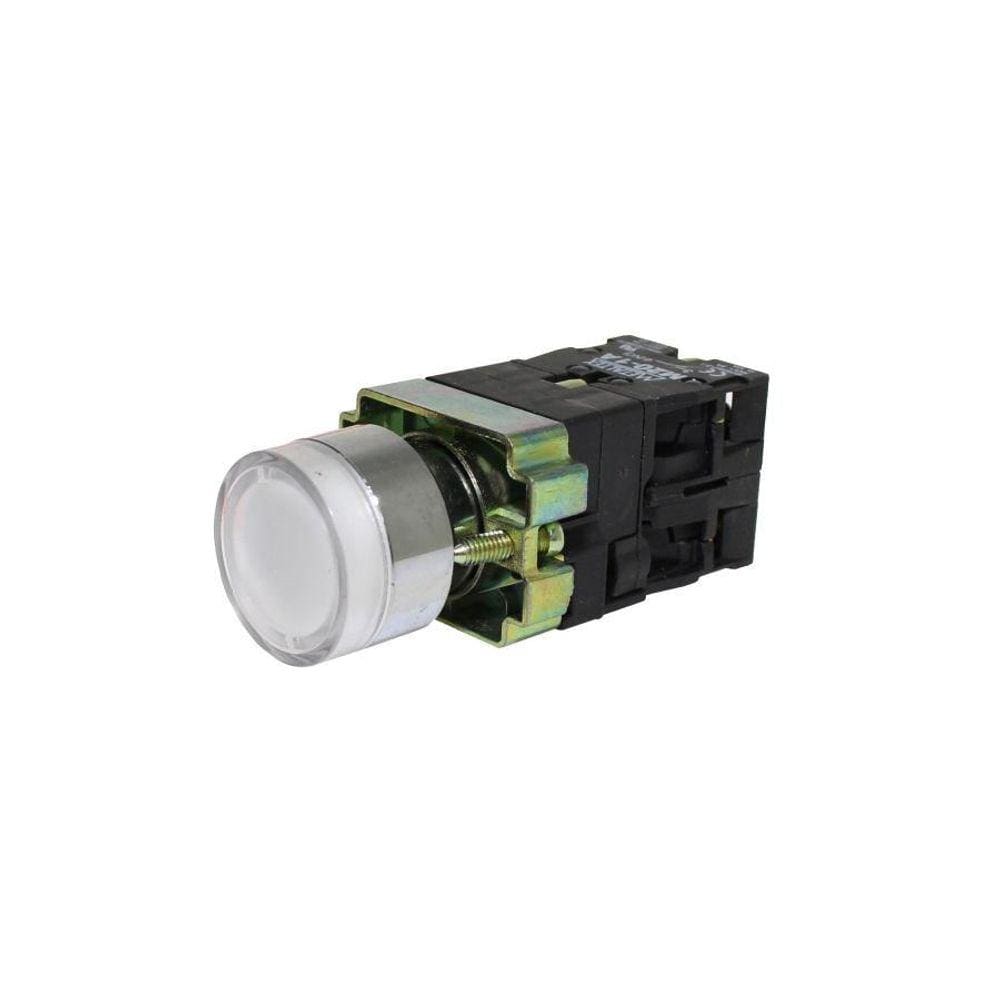 Botão Metálico 22Mm Iluminado 24V Branco M20Ig - Metaltex